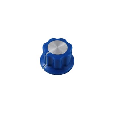 Tesi Small Boss Style Knob with 6.35mm Shaft, Set Screw, Brass Insert - Blue image 1