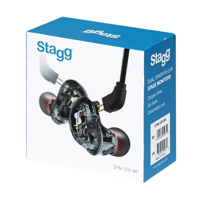 Stagg SPM-235 BK 2-Driver In-Ear Sound Isolating Stage Monitors Black with Case image 1