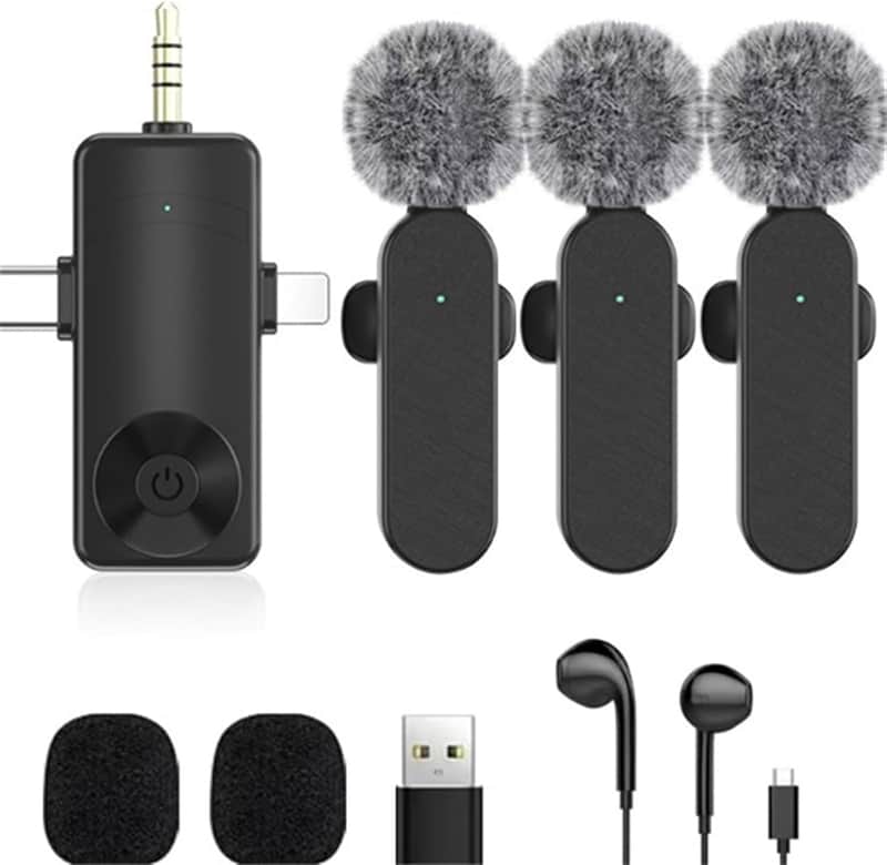 3 in 1/Four in one Wireless Lavalier Microphone for iPhone,iPad,Android,Camera,Computer,mini Noise Reduction Recording Mic Ultra-Low Delay,for Vlog/TikTok/YouTube Live Stream (3 Mic) image 1