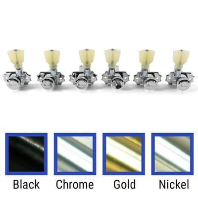 Kluson Revolution Locking Tuners 3x3 Pearloid keystone button - Chrome KRGL-3-CP image 1