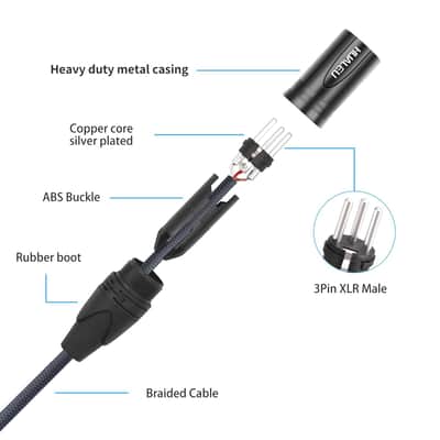 2 Pack 3 Pin Xlr Male To Male Microphone Cables,1Ft (Ofc) Balanced Xlr Audio Cable Male To Male,For Mixer Microphone Dmx image 5