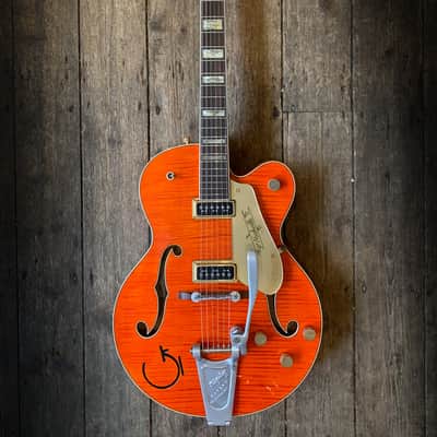 2017 Gretsch USA Custom Shop G6120WCST in Orange with orig. hard shell case and case candy image 2