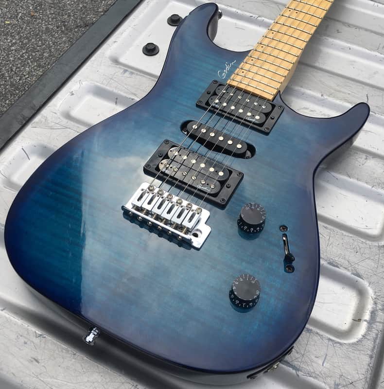 Godin Freeway Classic Trans Blue Flame Maple | Reverb