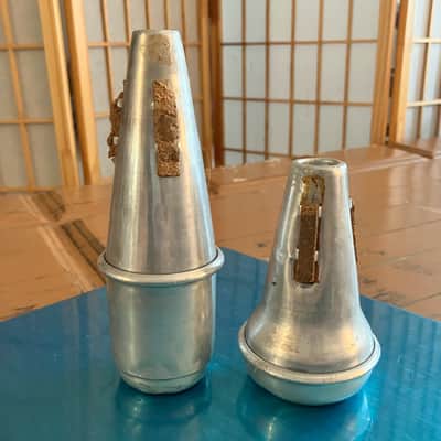 Trumpet Mutes Lot of 2 Aluminum Vintage 6.5h & 4.5h Brass Instruments Bugle image 1