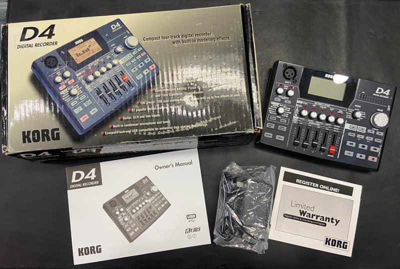 Korg D4 Compact 4- track digital recorder. w/ box, manual, ac adapter (2) image 1