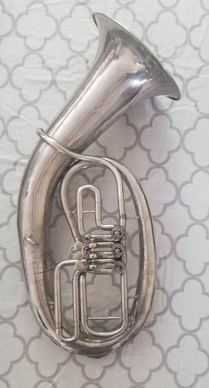 Kyiv Large Bore Bb Tenor Helicon (Ovular Euphonium) 1957 - Raw Nickel image 1