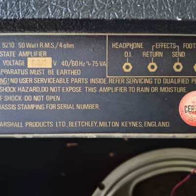 Marshall 5210 50-Watt 1x12" Solid State, 2 Channel Guitar Combo 1980s Black image 6