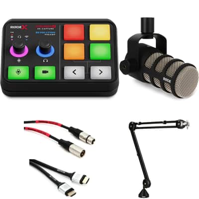 Rode Streamer X Audio Interface and Video Capture Card with PodMic Dynamic Broadcast Microphone Bundle image 1