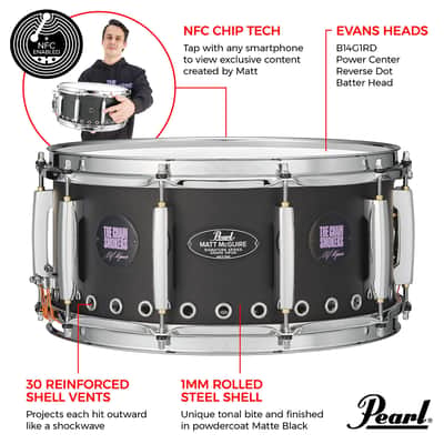 Pearl Matt McGuire 14X6.5 Tour Edition Signature Snare Drum (MM1465S/C) image 4