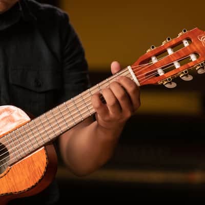Ortega RGLE18FMH Mini Travel Series Solid Flamed Mahogany Top Mahogany Neck 1/8 Size 6-String Acoustic-Electric Guitar w/Gig Bag image 11