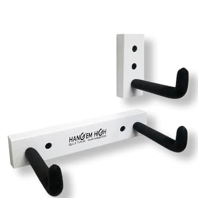 WHITE finish - Angled Hang'em High Guitar Wall Hanger for Acoustic Guitars image 3