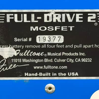 Fulltone Full-Drive 2 MOSFET – Mint Condition – S/N 19377 – Original Box & Manual image 8