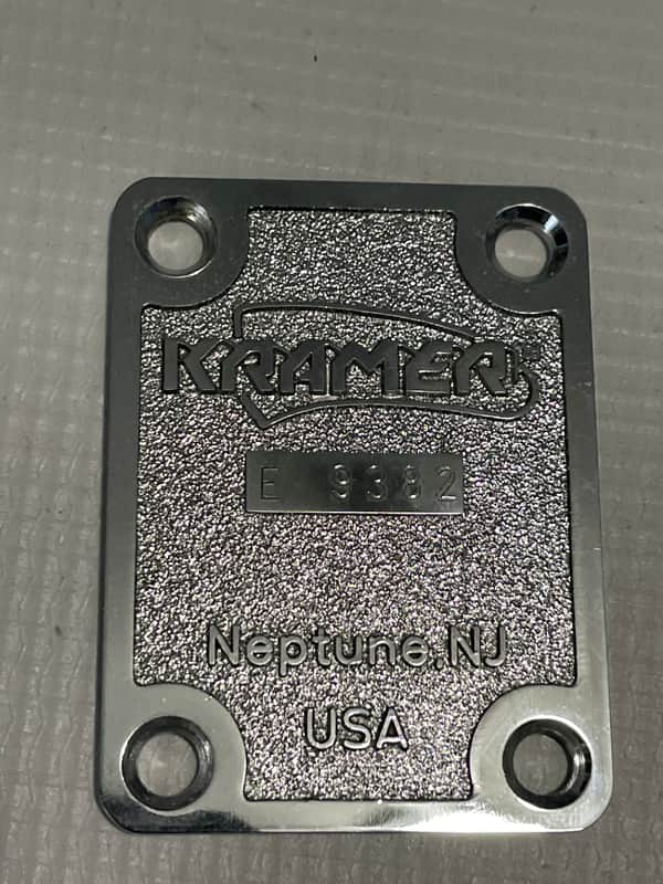 1986 Kramer USA Pacer Guitar Chrome E Series Neptune, NJ Neckplate