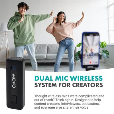 Movo Photo Wireless-Mini-DI-DUO Ultra-Compact Microphone System with 2x Omnidirectional Lavalier Mic for Apple iPhone image 2