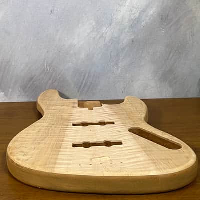 High end Offset bass body NOS unique figure Curly Maple Top solid one-piece True Brazilian Mahogany Back Unfinished Front Routed Luthier Supply R39 image 7