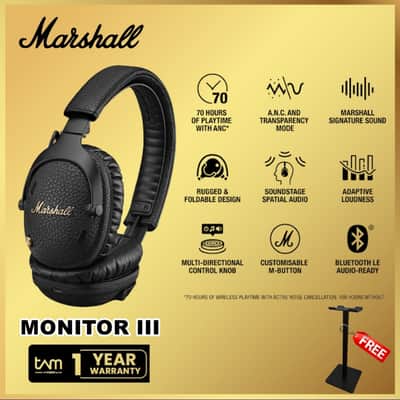 Marshall - Monitor III A.N.C. Wireless Noise Cancelling Over-the-Ear Headphones image 2