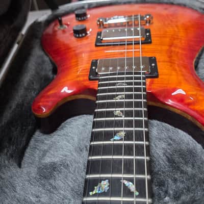 Joe White Guitarworks British Custom Shop UK Boutique Luthier AAA Flame 10 Top Sunburst Tomato Soup Masterbuilt Master Built Custom Abalone Leaf Inlay 22 PRS Tribute image 6