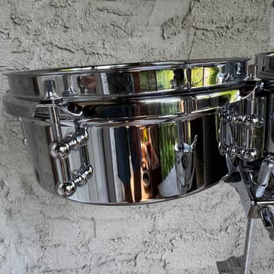 Latin Percussion LP845-K Mini 6/8" Timbale Set with Mount 2010s - Chrome over Steel image 7