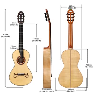 Gosila All Solid Classical Guitar Solid Engleman top Solid Flamed Maple back and sides Okoume neck Ebony fingerboard Including a Wooden Case image 3