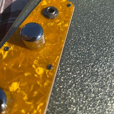 Los Straitjackets ed. DiPinto Galaxie Bass 2010s - Silver Sparkle with Gold Pearl Pickguard image 10