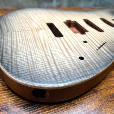 Warmtone CG Hss Strat Style Guitar Body Flamed Maple “Black” 4.9lbs image 5