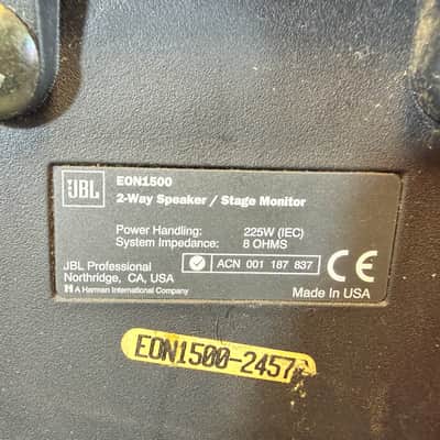 JBL EON1500 Passive 15" PA Speaker / Stage Monitor Made in USA Late 1990s-Early 2000s image 5