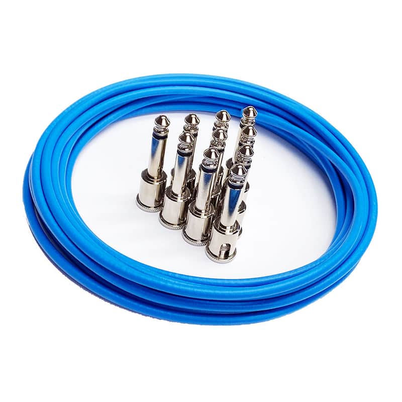 George L's Pedalboard Effects Cable Kit Blue Cable .155 R/A Nickel Plugs image 1