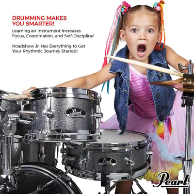 Pearl Roadshow Jr. 5-Piece Drum Set with Hardware and Cymbals - Jet Black (RSJ465C/C31) image 6