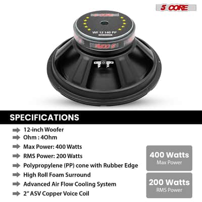 5 Core 12 Inch Car Woofer Audio 400W 4Ohm Deep Bass Replacement Subwoofer for SUV Truck image 8