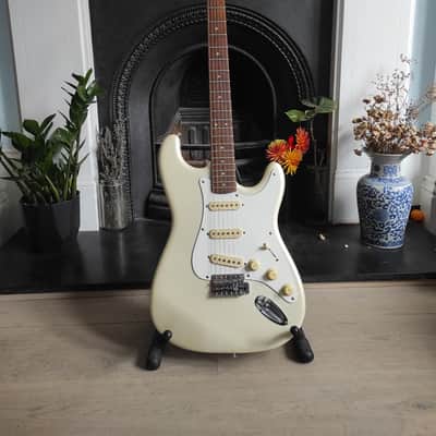 Encore  Stratocaster  1980's Pearl White Really Purdy Early Model Sounds Awesome! image 2