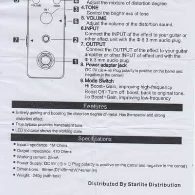 Pulse Technology : Blaster Distortion mini pedal, with High & Low boost modes, 2020s image 8