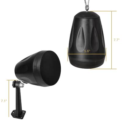 PAC80X4PD4B | Commercial Restaurant Power Amplifier Pendant Speaker Set, w/ a 2-Zone 70V/100V Amplifier w/ Bluetooth and 4 x Pendant Speakers, Black image 12