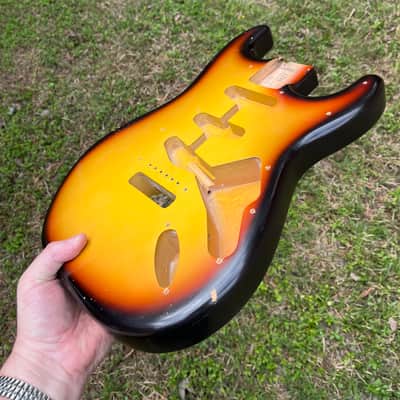 MJT Vintage Aged Nitro Guitar Body VTS 3 Tone Burst Body Only No  Parts Incuded image 3