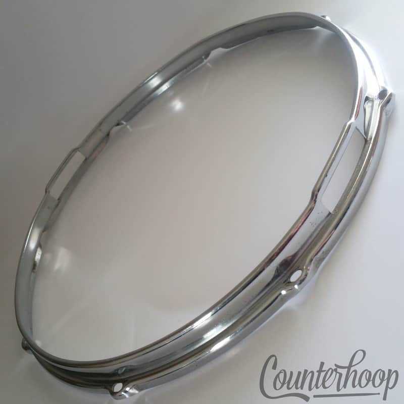 *Slingerland 14" Snare Drum Resonant Side Rim/Hoop 8-Lug Stick-Saver Chrome 70s* image 1