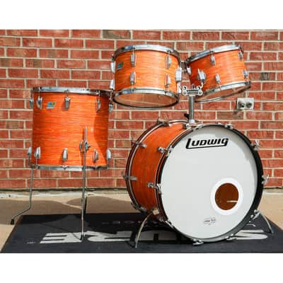 Vintage 70's Ludwig Mod Orange Hollywood Kit, 3ply Shells, B/O Badge image 1