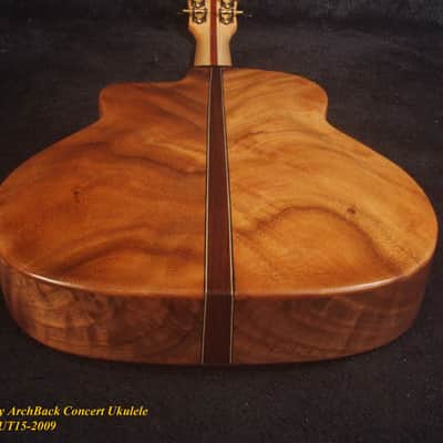 Handmade Gypsy Concert Ukulele, ArchBack Curly Wanut, Acacia MOP & Abalone Inlay, Soft-bag, Bruce Wei GUT15-2009 image 9
