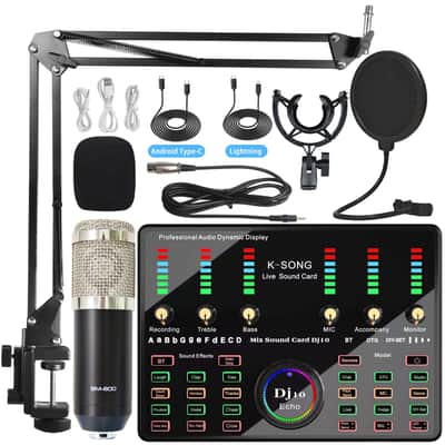 Sound Card Mobile Phone Bluetooth K Song Microphone Condenser Wireless Microphone Sound Card Dedicated Full Set image 15