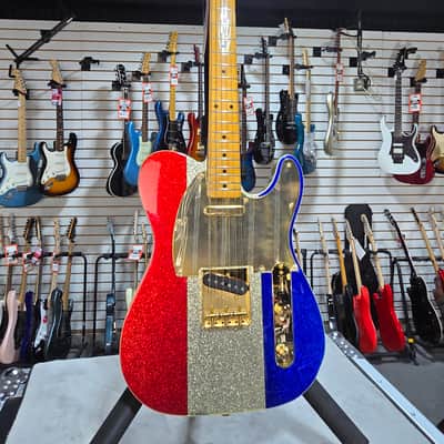 Fender Buck Owens Telecaster Electric Guitar - Red, Silver, and Blue Sparkle w/OHSC & PLEK*D #244 image 3