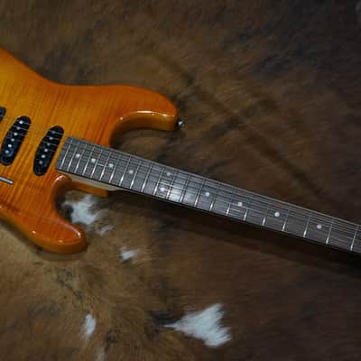 G&L USA Legacy Deluxe Guitar in Honeyburst over Premium Flamed Maple Top image 8