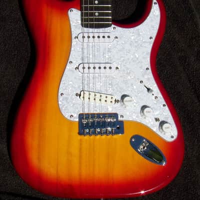 XX-Wide 1-7/8" Neck (48mm Nut Width) + X-Light Cherry-Burst Stratocaster + Ebony/Maple Neck + Grover 406C Locking Tuners + Seymour Duncan SL59-1 Little '59 Humbucker Bridge Pickup +Coil Split Switch! image 2