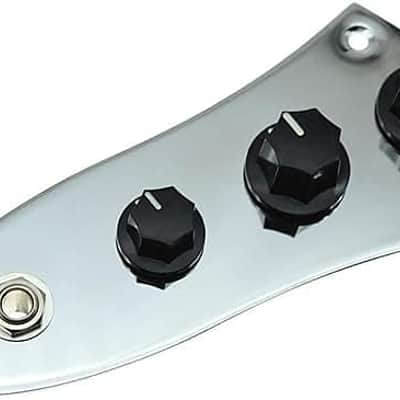 Fully Loaded Control Plate Pre-Wired Control Plate with Wiring Harness for Jazz J Bass Chrome image 1