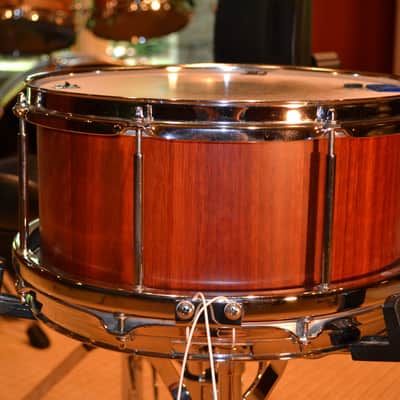 Sleishman 13" Rosegum Block Snare Drum - Full Free Floating Design - Block/Stave Rosegum Shell image 4