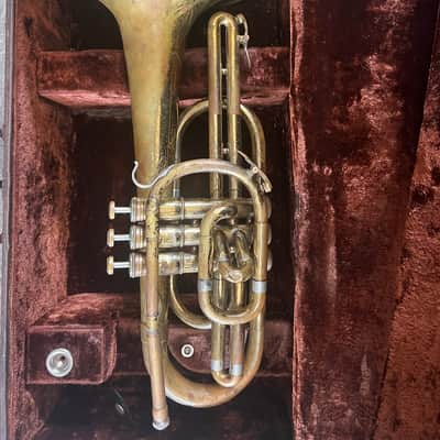 Olds and Sons brand Mellophone, with case and mouthpiece, Made in USA image 1