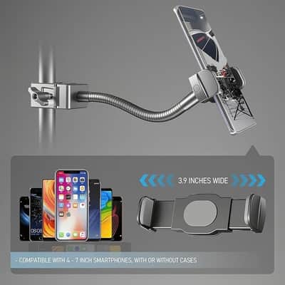 Mic Stand Phone Holder, Heavy-Duty Gooseneck Phone Holder with Super Clamp & Universal Phone Mount, Adjustable 360° Flexible Arm Clip for Mic Stand, Music Stand, Tripod, 13-INCH image 3
