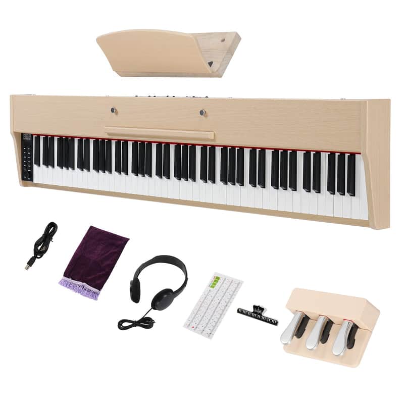 Ukscs 88 Key Full Size Semi-Weighted Standard Keyboards Wooden Digital Piano with MIDI Bluetooth, Triple Pedals，Headphone and other accessories image 1