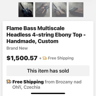 Flame Instruments Multiscale (fanned fret) Headless  Bass EMG TW image 15