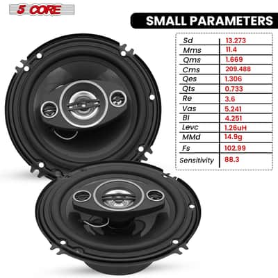 5Core Coaxial Car Door Speakers 6” Pair 500W 4Ohm 2 Way Component Subwoofer Audio w Super Tweeter image 7