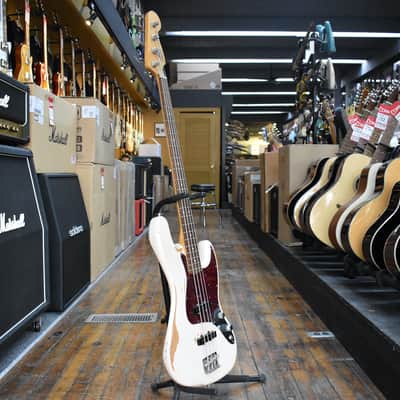Fender Flea Jazz Bass 2016 Road Worn Shell Pink w/Hipshot D-Tuner, Padded Gig Bag image 5