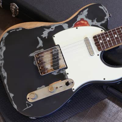2007 Fender Artist Series Joe Strummer Telecaster MIM Electric Guitar Black Relic + OHSC image 2