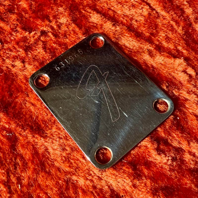 Fender Telecaster guitar neckplate 1975 - Chrome 4 bolt f logo precision bass original vintage USA image 1